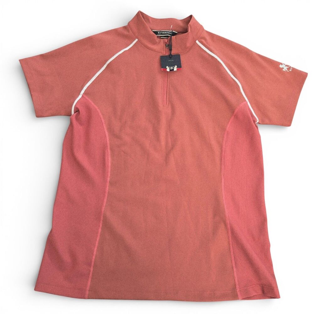 B Vertigo‎ Women's Sz 12 Adara Cool Tech Training Shirt Mineral Red Coral SS NEW